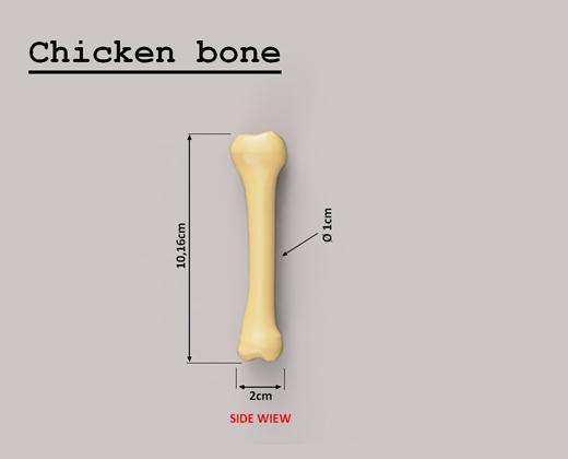 Faux Chicken Drum bone measuring 10.16 cm by 2 cm side view for vegan recipes