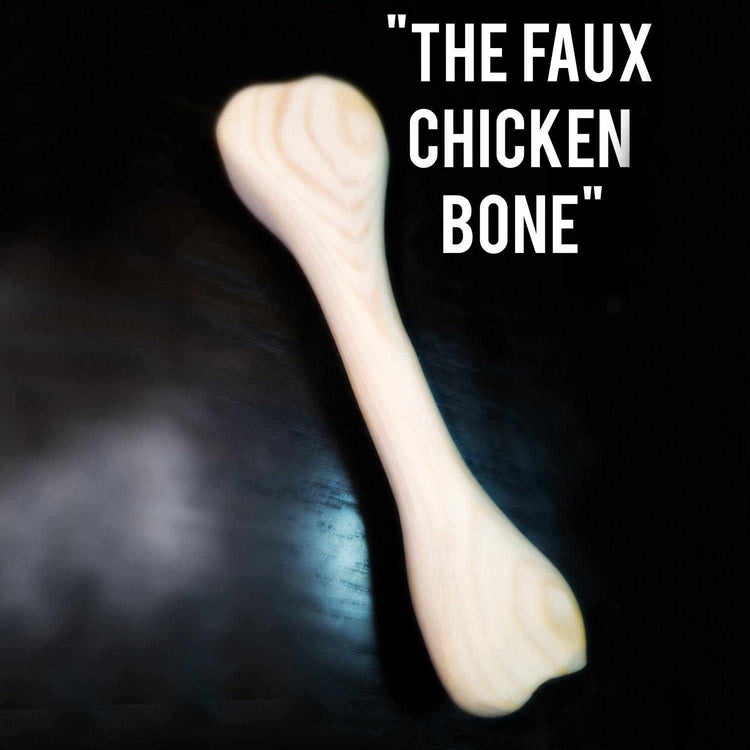 Faux Chicken Drum bone made of food-grade wood for vegan recipes