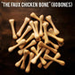 Pile of 80 faux chicken drum bones made from natural wood for realistic vegan drumsticks