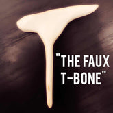 White faux T-bone made from wood for plant-based meat alternatives