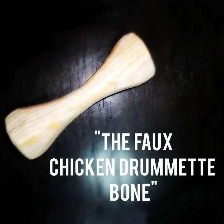 FAUX Chicken Drumette bone prop for vegan food presentation on dark background